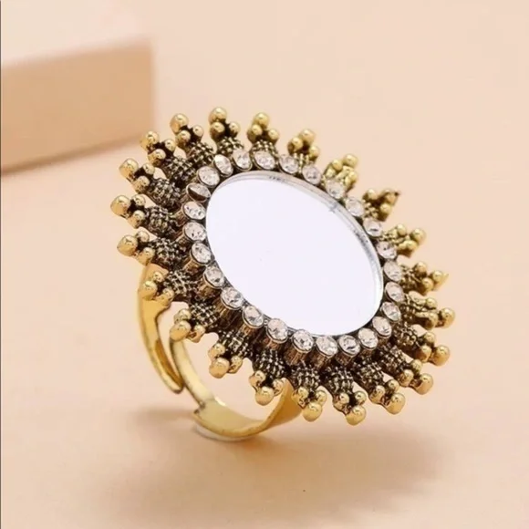 💋 Round mirror 🪞 statement ring - Picture 4 of 5